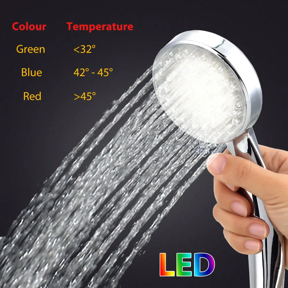 Светодиодный душ насадка для душа Ванная комната Красивая RGB Bathe температура экономичная