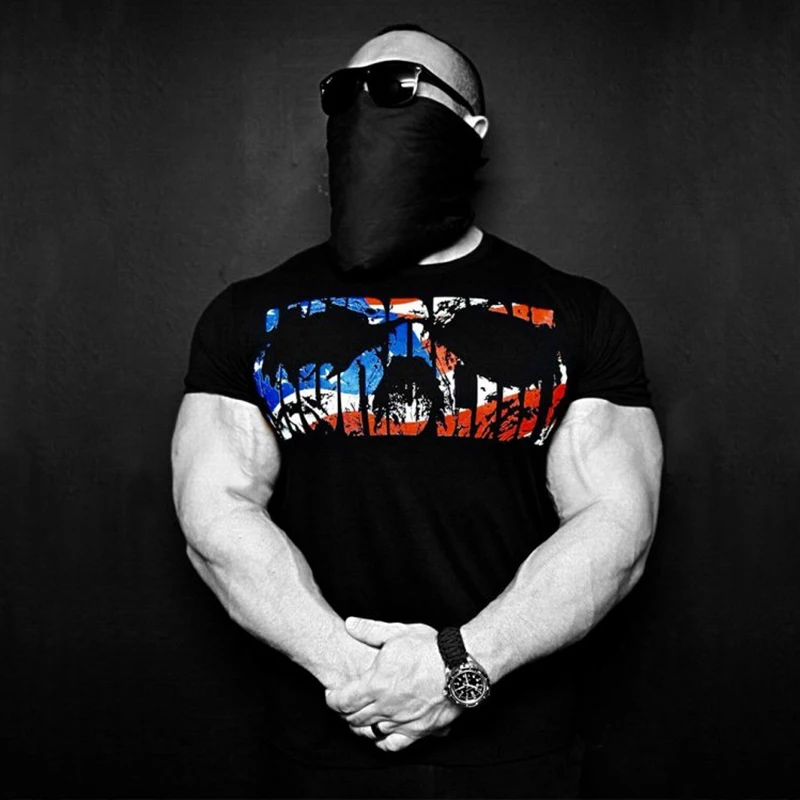 mens gyms T shirt Fitness Printed Shirts-11
