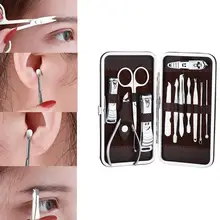 Профессиональный Чехол с каменным узором, 12 шт., комплект для стрижки ногтей, набор для ухода за ногтями, педикюр, ножницы, пинцет, нож, набор маникюрных инструментов для ушей