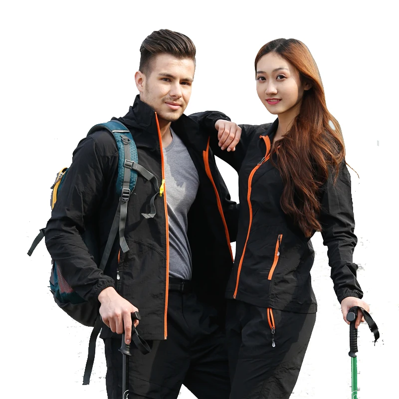 

New 2018 Men's softsell jackets Sets coats outdoors Quick-drying UV Windbreaker men women tourism thin jacket jaqueta breathe