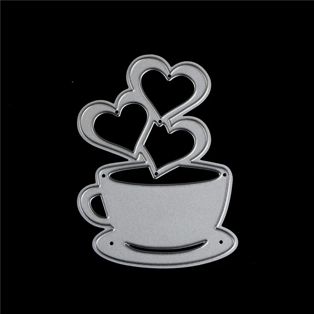 Love Heart Coffee Cup Metal Cutting Dies Stencil Scrapbook Album Embossing Craft