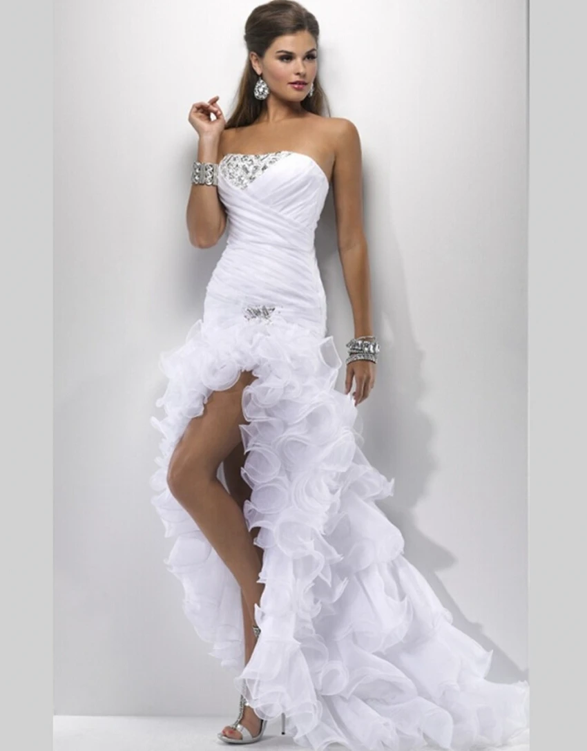 

2016 Sexy White Wedding Gowns Elegant Wedding dresses Short Front Long Back Vestidos De Novia robe de mariage Weddingdress New