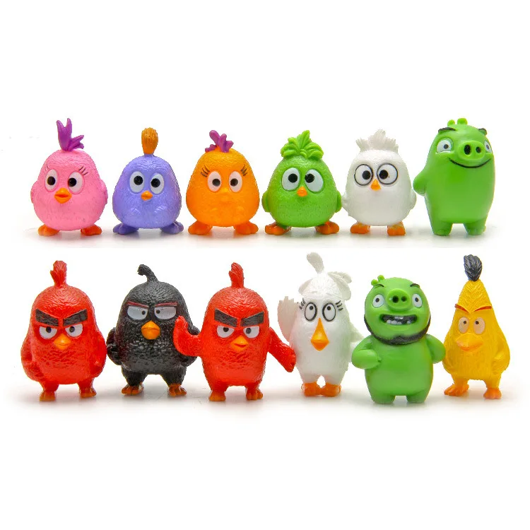 

12 pcs/lot Cute Birds Toys Action Figures Mini Vinyl Dolls Models Set Party Supply Collection Toys for Children