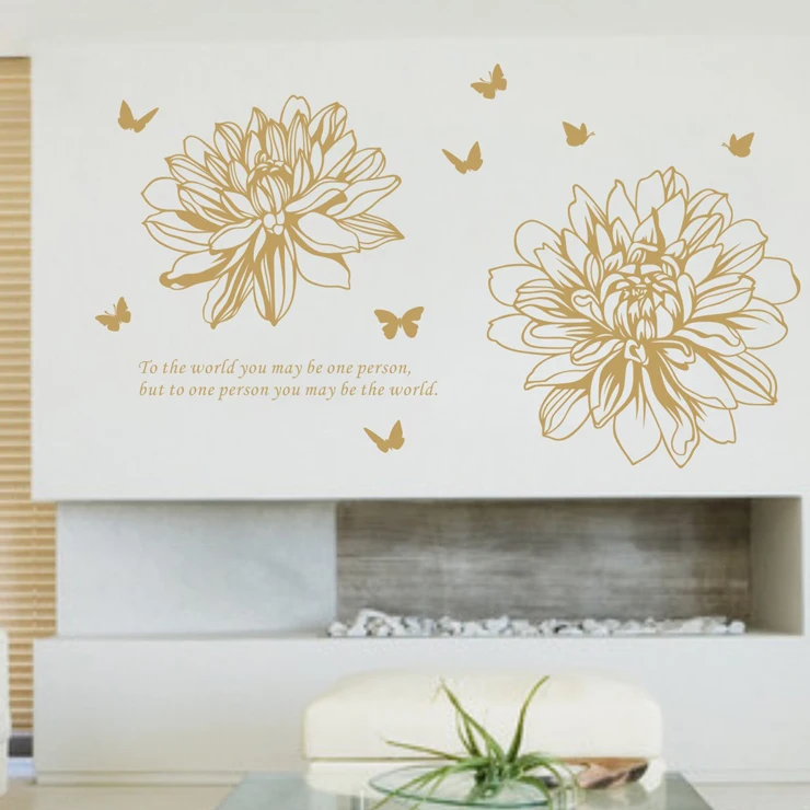 Free Shipping Peony Flower Bar Pub Large Glass Wall Decals Stickers Covering Home Decor | Дом и сад