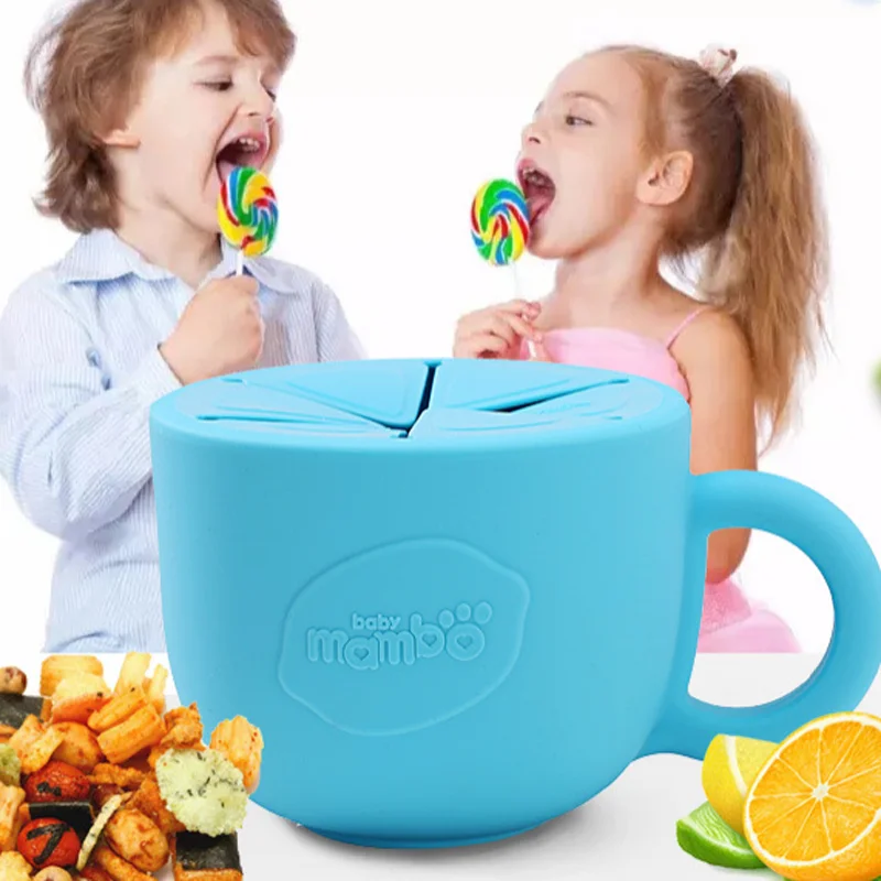 

Infant Baby Bowl Snack Dishes Silicone Cup Toddler Kid Feeding Food Bowl Handle Snack Storage Container Children Plate Tableware