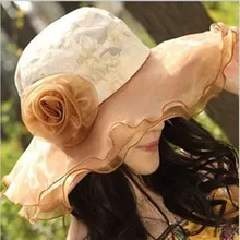 Summer women’s anti-uv lace flower folding big beach hat sun protection wide brim hat summer hat