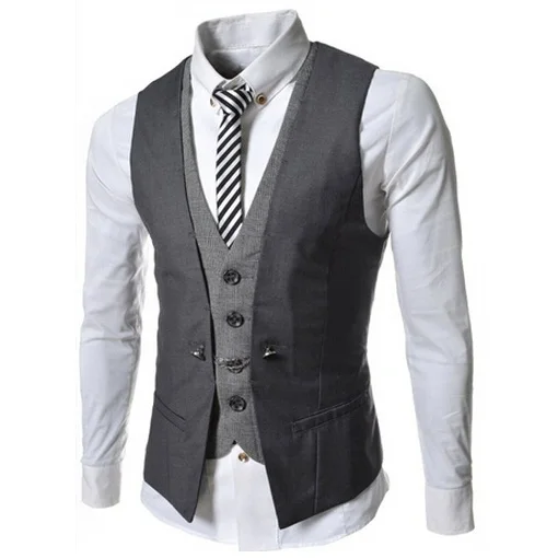 New 2015 Listing Men Vest Fashion Brand False Two Design Waistcoat Male ...