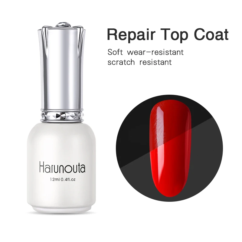 

Harunouta 12ml Repair Top Coat Soft Wear Resistant Soak Off UV LED Gel Polish Prep Primer Coat Nail Art Gel Varnish Manicure
