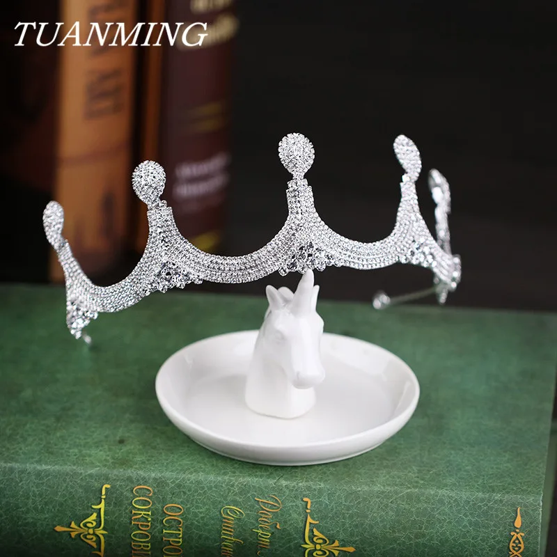 

Silver Rhinesstone Bride Crown and Tiara Headpieces Luxurious Exquisite Rhinestone Queen Crown Hair Accessories Wedding