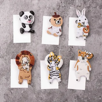 

5pcs/lot Japanese Style Cartoon Animals Brooches Lion Tiger Embroidery Pin for Kids Lapel Pin Hat/bag Pins Women Badge Q1182