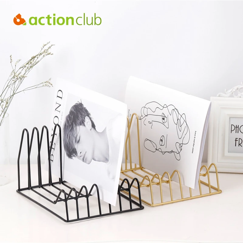 

1pc Metal Bookends Office Desk Organizer Book Storage Holder Book Stand Rack Black Gold White Book Shelf Home Storage
