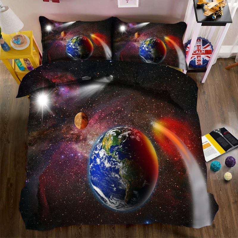 

Planet pattern one 3d effect photo bed linen can be customized photo pattern