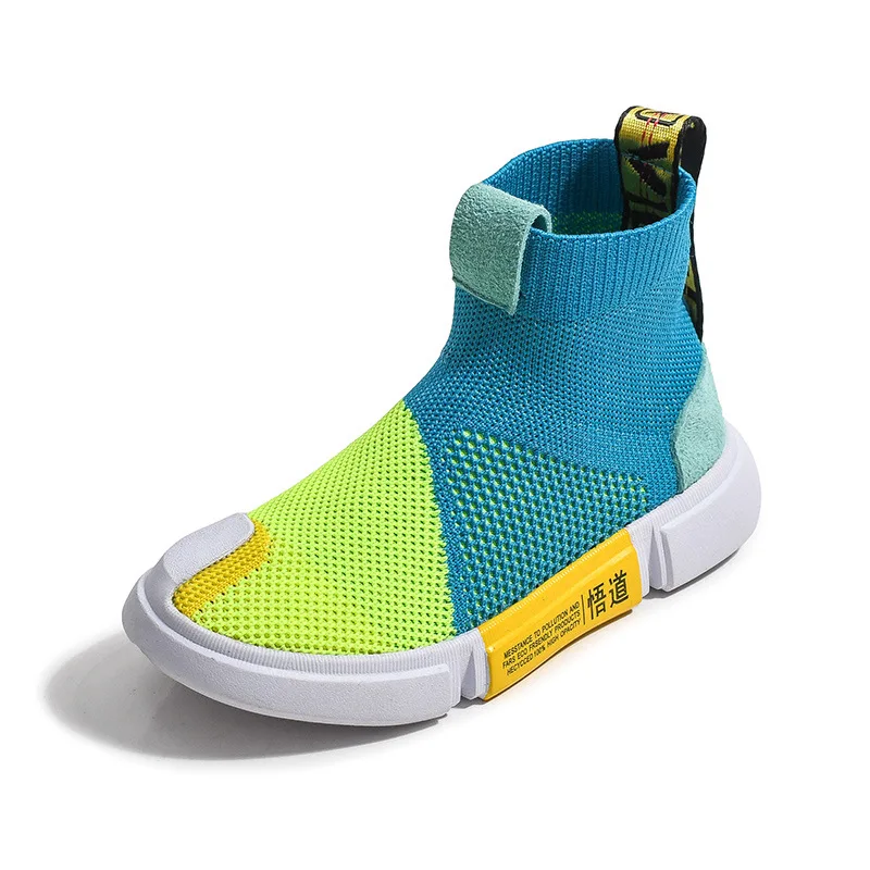 ربيع جديد أطفال عالية أعلى حذاء كاجوال الأطفال شبكة أحذية رياضية الفتيان الانزلاق على العلامة التجارية أحذية طفل الفتيات حذاء أسود المدرب ...