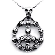 Hombres de la joyería del motorista plata hombres cráneo signo de la paz colgante de acero inoxidable collar de collar hombres niños regalos