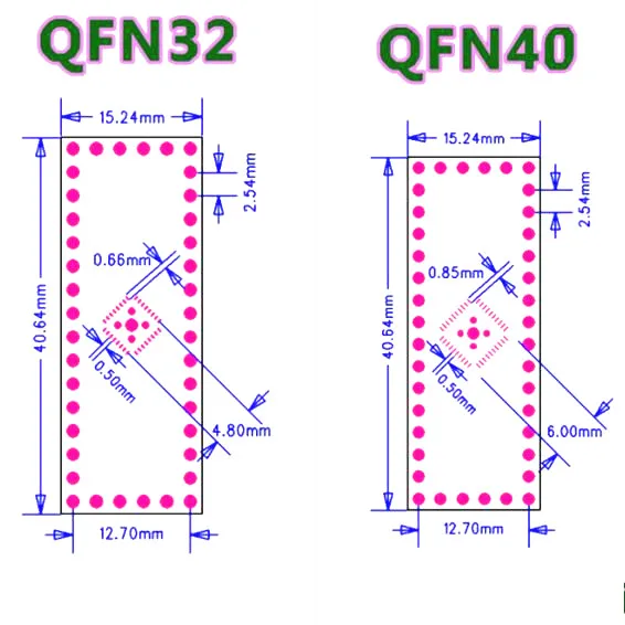 10 шт. пинборд QFN32 QFN40 до DIP32 DIP40 0,5 мм адаптер гнездо адаптера пластина PCB