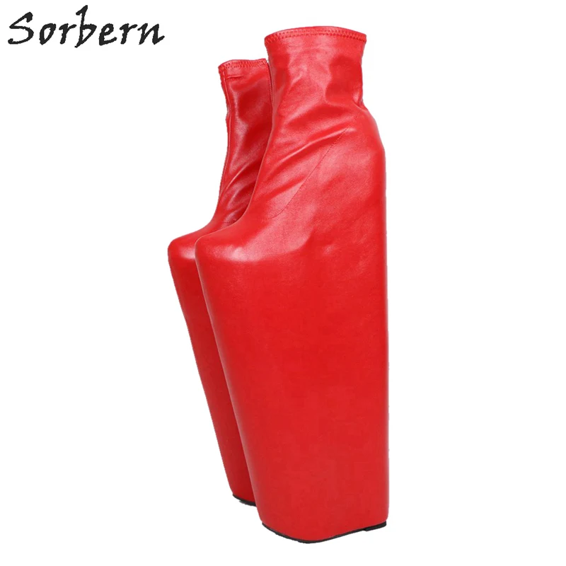 Sorbern/красные полусапожки на высоком каблуке 40 см, обувь на танкетке, женская обувь на толстой платформе, женские ботинки для косплея, очень высокие ботильоны, размеры 36-46 - Цвет: Red 50CM Heel
