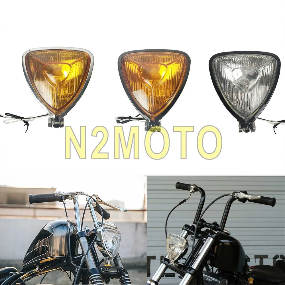 Ретро мотоциклетная передняя фара на заказ H3 треугольная для Harley Chopper Cafe Racer