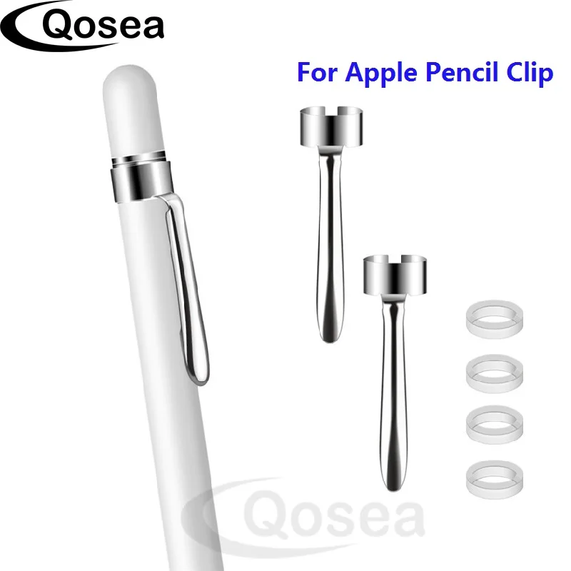 

Qosea For Apple Pencil Pen Clip Removable Accessories Kit 2pcs Replacements with 4pcs Silicone Rings For Apple Pencil Adapter