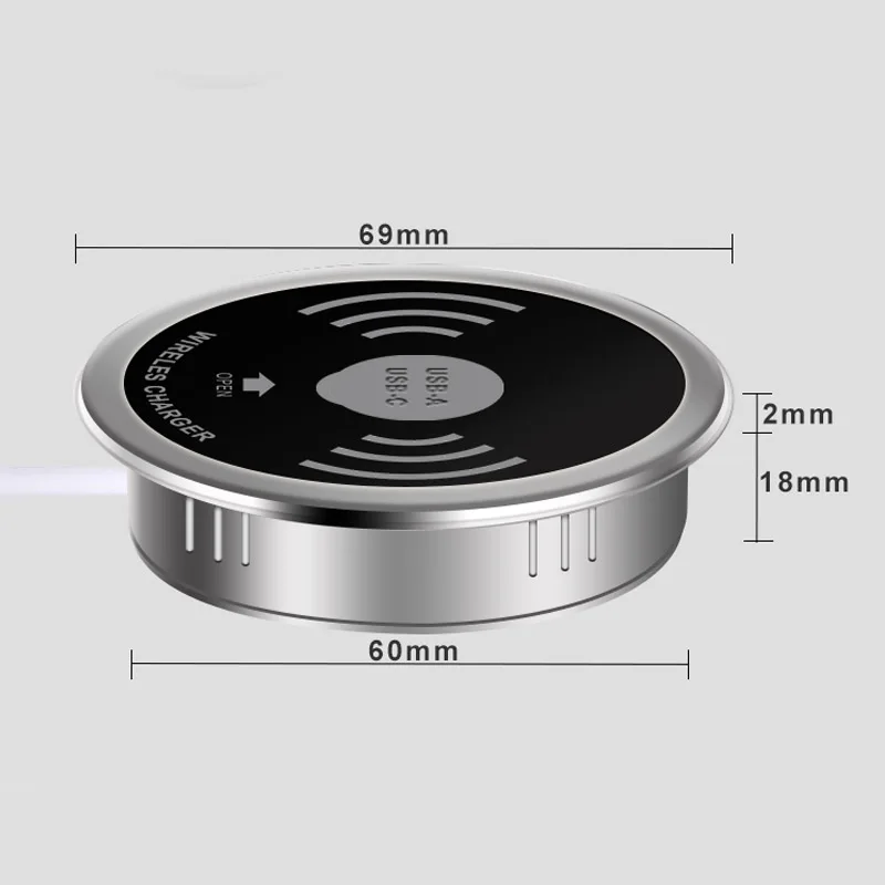 

2019 Hot Qi Wireless Charger Type-C 15W Quick Charging Embedded Charger for iPhone Samsung For DOY