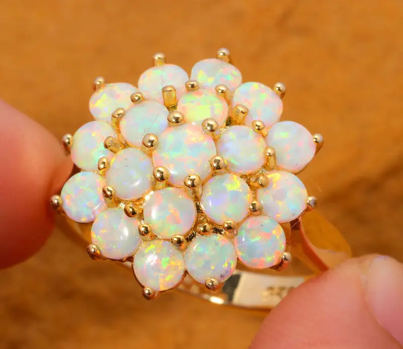Koop CiNily Gemaakt White Fire Opal Geel Goud Kleur = Groothandel Retail Hot verkopen voor Vrouwen Sieraden Ring Maat 7 8 9 10 OJ6226