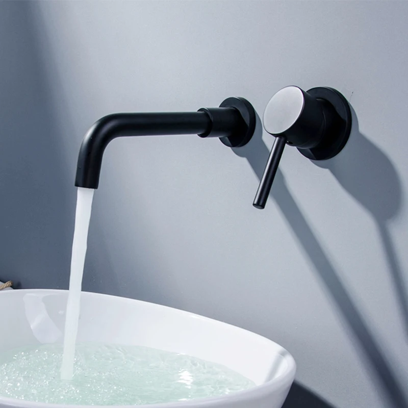  Modern Brass Wall Basin Mixer Tap Bathroom Kitchen Sink Faucet Swivel Spout Bath With Single Lever  - 4000014934773