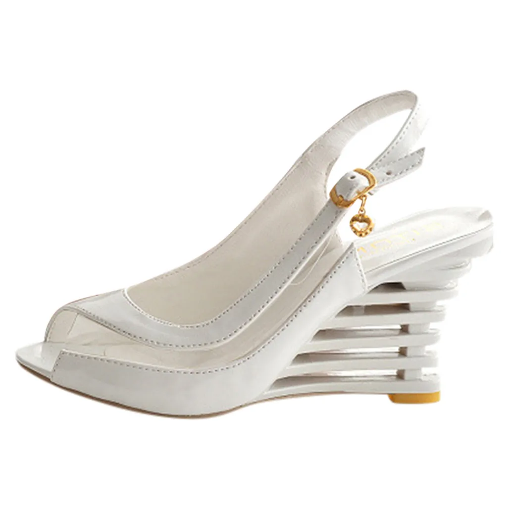 SAGACE Высокий каблук Сандалии для Для женщин туфли на танкетке с ремешком сзади и пряжкой ремень, рыба туфли на платформе на высоком каблуке босоножки на высоком каблуке, без шнуровки, женская обувь - Цвет: Белый