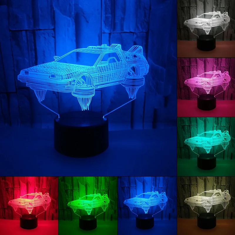 Сенсорное USB освещение в помещении автомобиля форма маленький ночник Новинка led 3D Визуальный ночник 7 цветов сменная настольная лампа