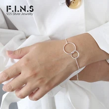 F.I.N.S браслет серебро 925 интерлок двойные круглые браслеты для женщин минималистский гипоаллергенно 925 стерлингового серебра ювелирные изделия