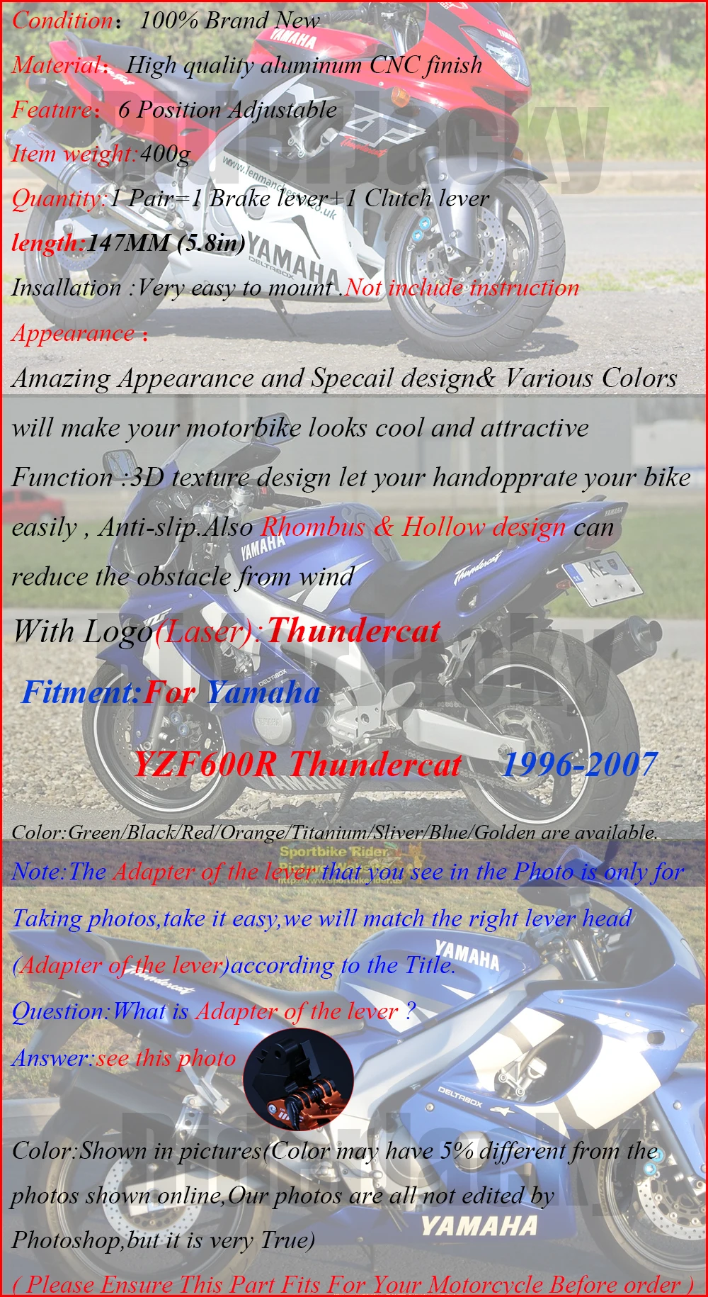 3D дизайн(ромб полые) для YAMAHA YZF600R Thundercat 1996-2007 1997 1998 Черный ЧПУ Регулируемый мотоцикла тормозной рычаг сцепления
