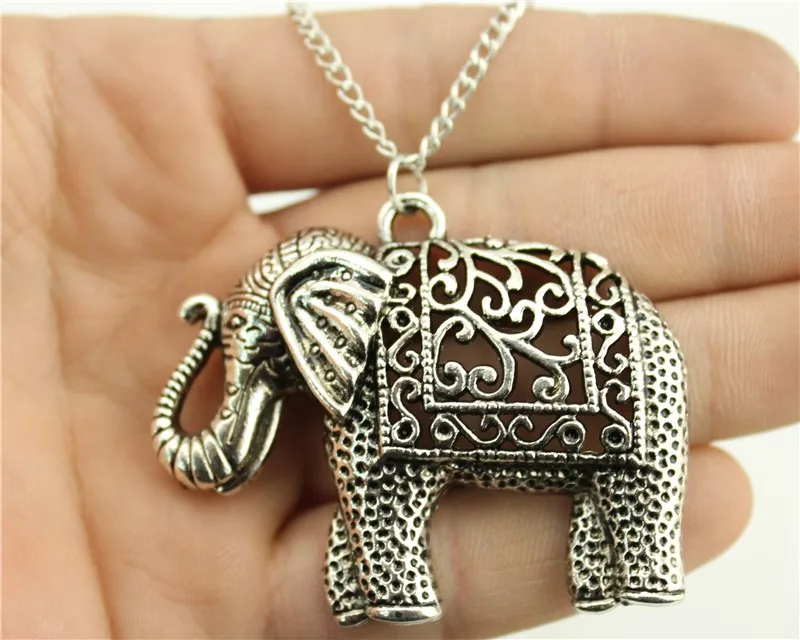 WYSIWYG Fashion Antique Silver Color 59*47mm Elephant Pendant Necklace