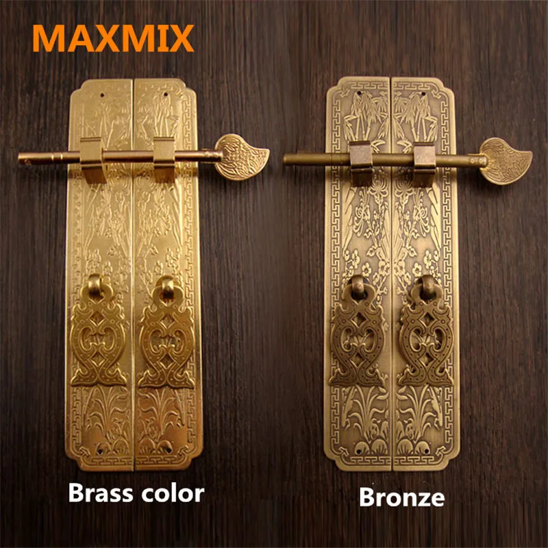 

MAXMIX 15cm/18cm Door handle Chinese style Retro Pure copper Antique Chinese furniture handle Cabinet Pair straight handle