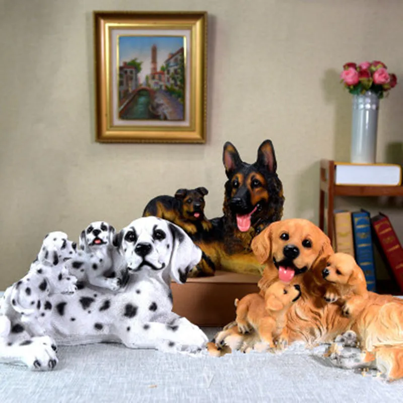 

Simulation World Famous Dog Colophony Crafts German Shepherd Dog Golden Retriever Dalmatian Home Furnishing Articles G924