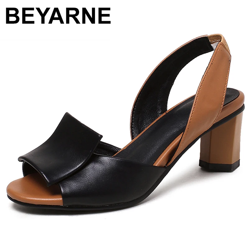 BEYARNE/большие Size35 43 Босоножки с ремешком на пятке Женские брендовые Разноцветные