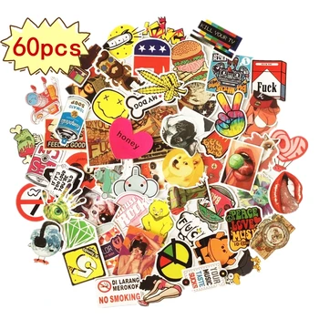 

60pcs Cool Fashion Stickers for Luggage Laptop Skateboard Bicycle Motorcycle Car Styling PVC Waterproof not Random Sticker
