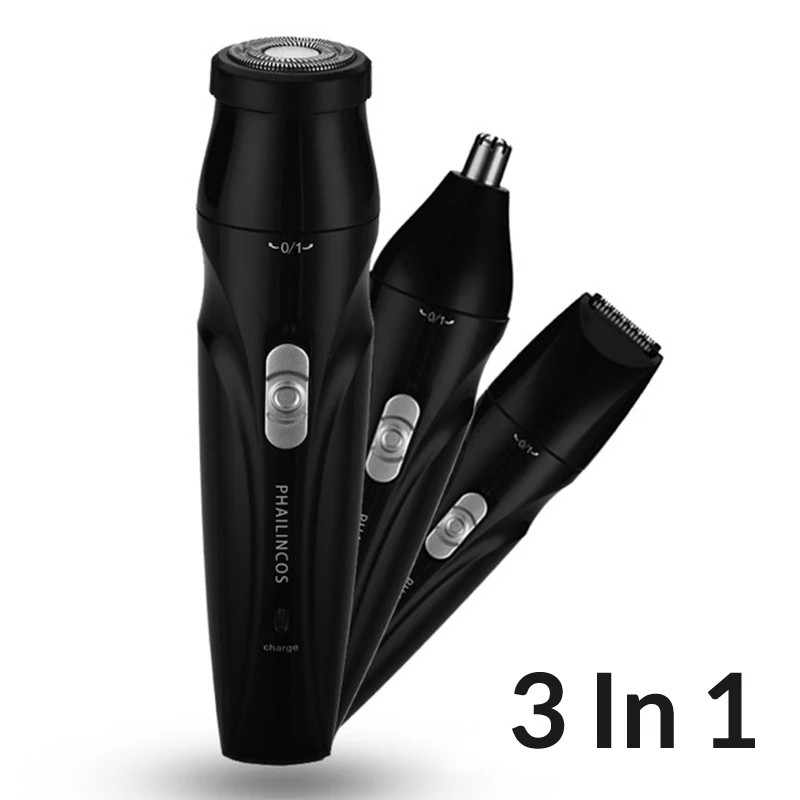 

Portable Rechargeable Compact Mens Electric Shaver 3 in 1 Dry Razors Hair Clipper Nose Ear Hair Trimmer Men Facial Cleaning Brus