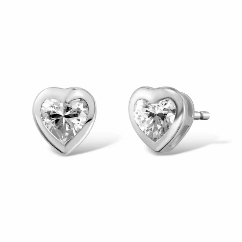 Серебряные серьги для женщин, маленькие серьги в форме сердца с белым кубическим цирконием, серьги-гвоздики из чистого 925 пробы серебра, вечерние ювелирные изделия