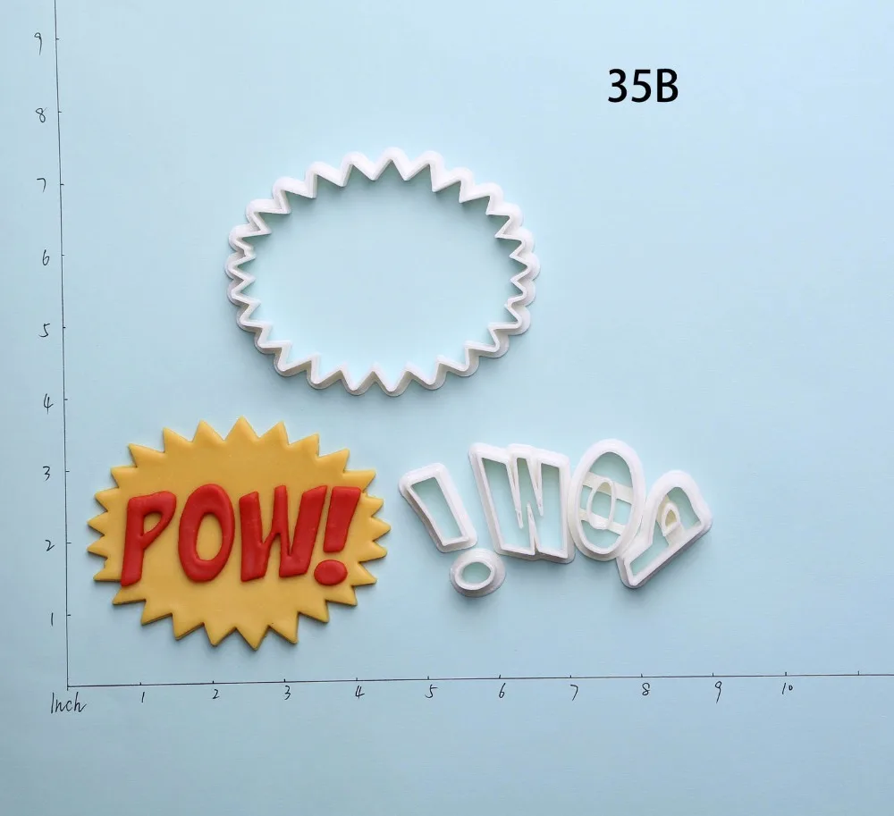 Pow Boom Zap знак печенья резак набор на заказ 3D печать помадка форма для кекса