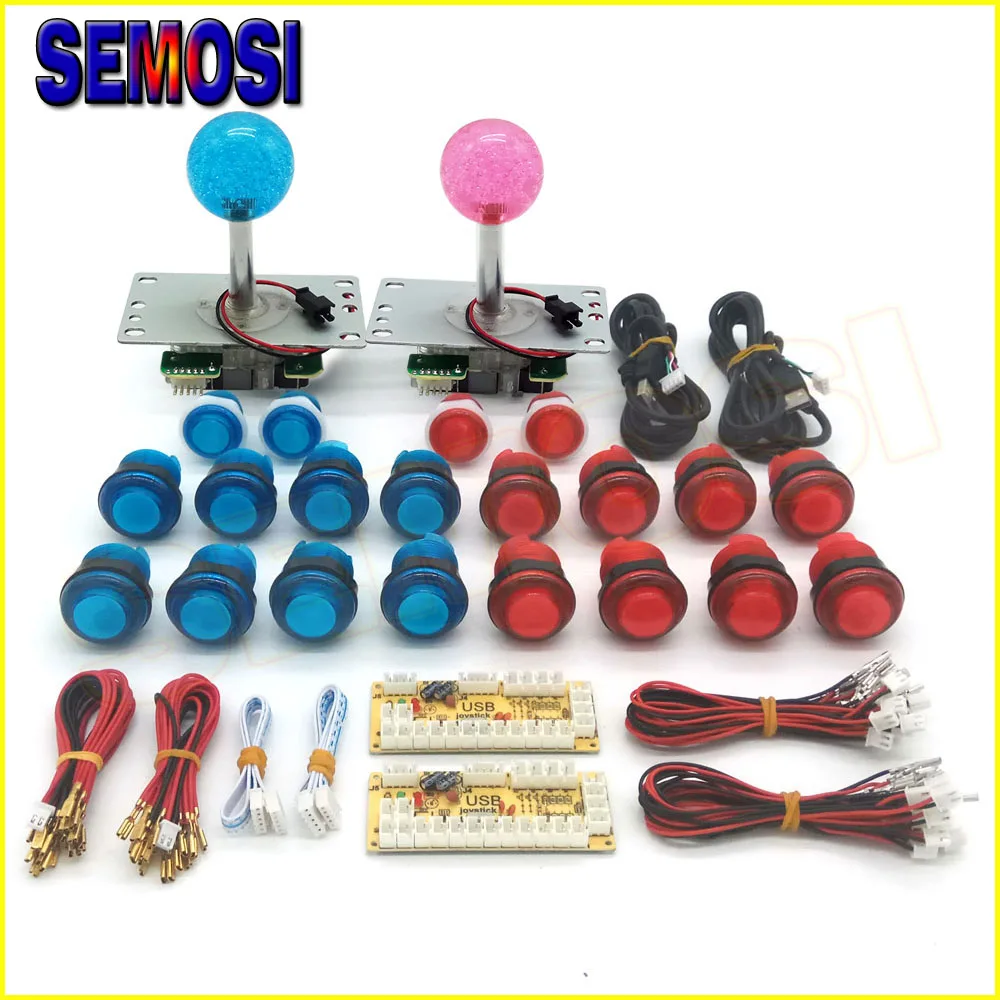 

LED Arcade DIY Part 2x Zero Delay USB Encoder + 2x 8 Way LED Joystick + 20x LED Illuminated Push Buttons for Mame Arcade Project