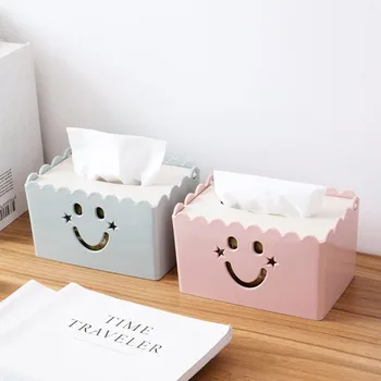 

OTHERHOUSE Tissue Box Napkin Holder Case Creative Smiling Face Paper Container Holder Case For Kitchen Bedroom Car Decoration
