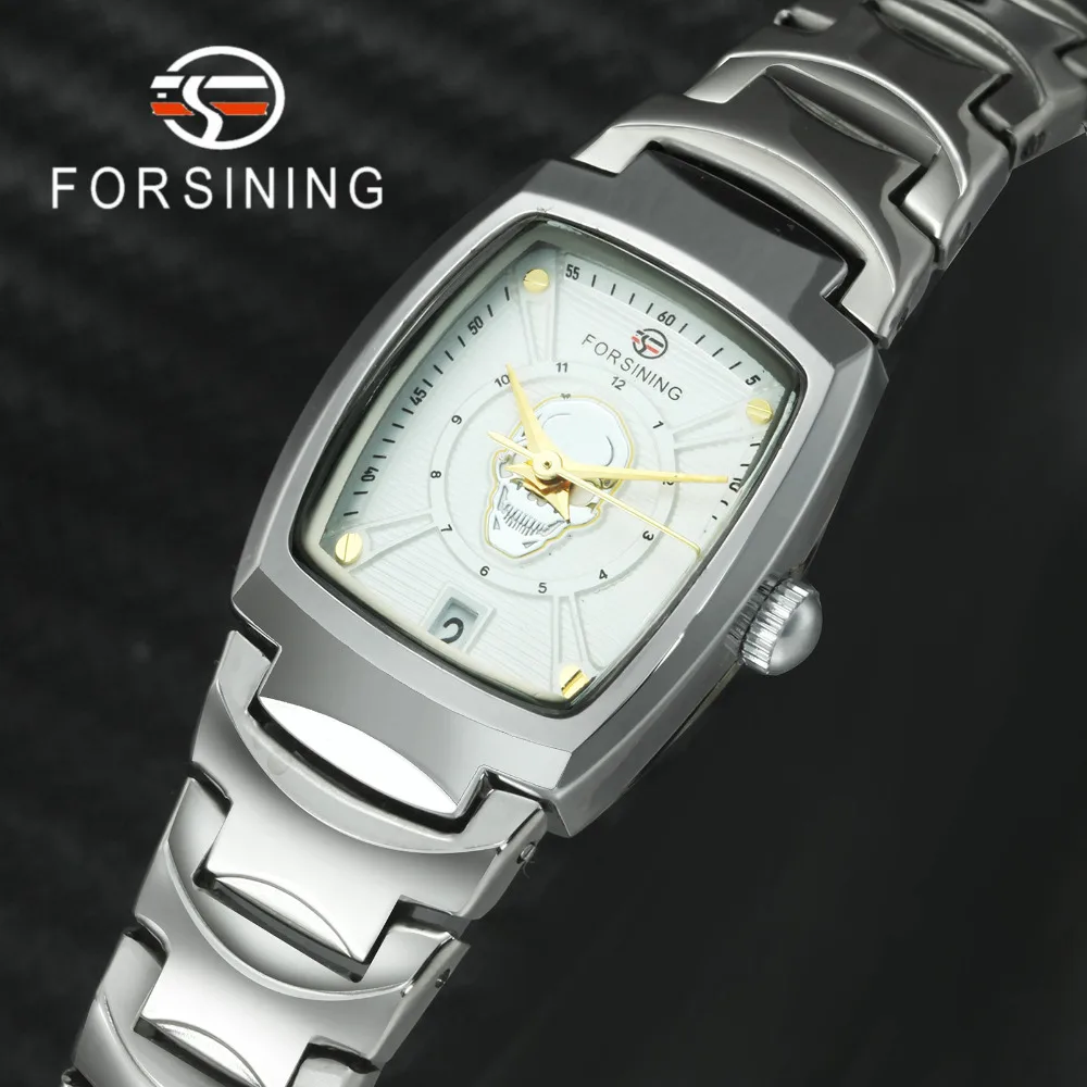 

FORSINING Top Brand Luxury Retro Mechanical Watch Women Stainless Steel Strap Skull Chic Dial Vogue Concise Ladies Wrist Watches