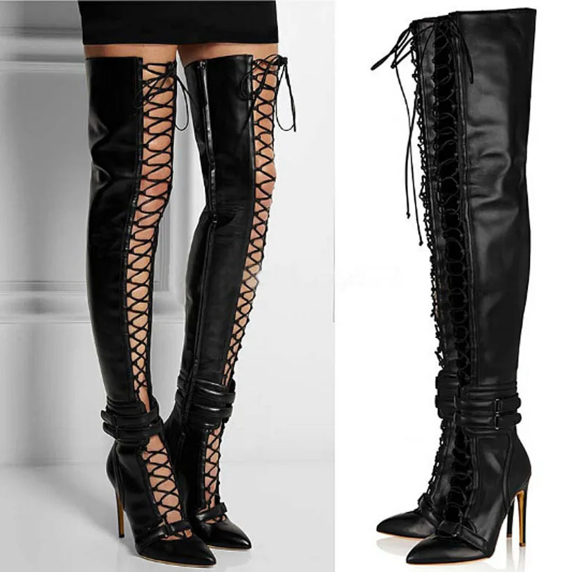 pointed toe lace up boots flat