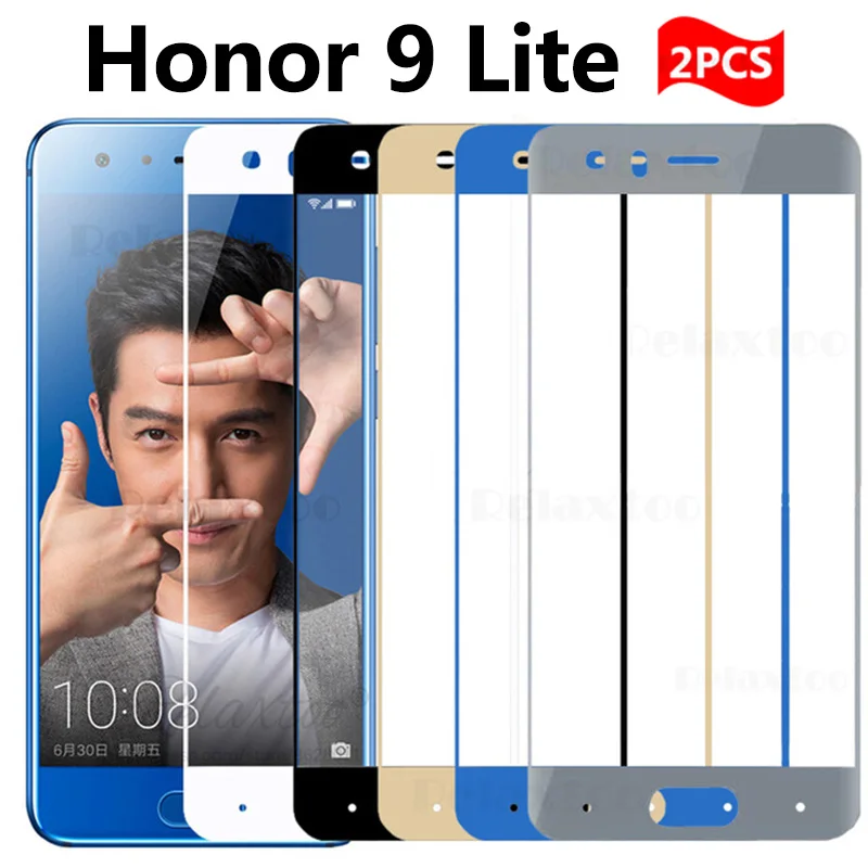 Закаленное защитное стекло для Huawei Honor 9 lite защитная пленка светло серого и синего