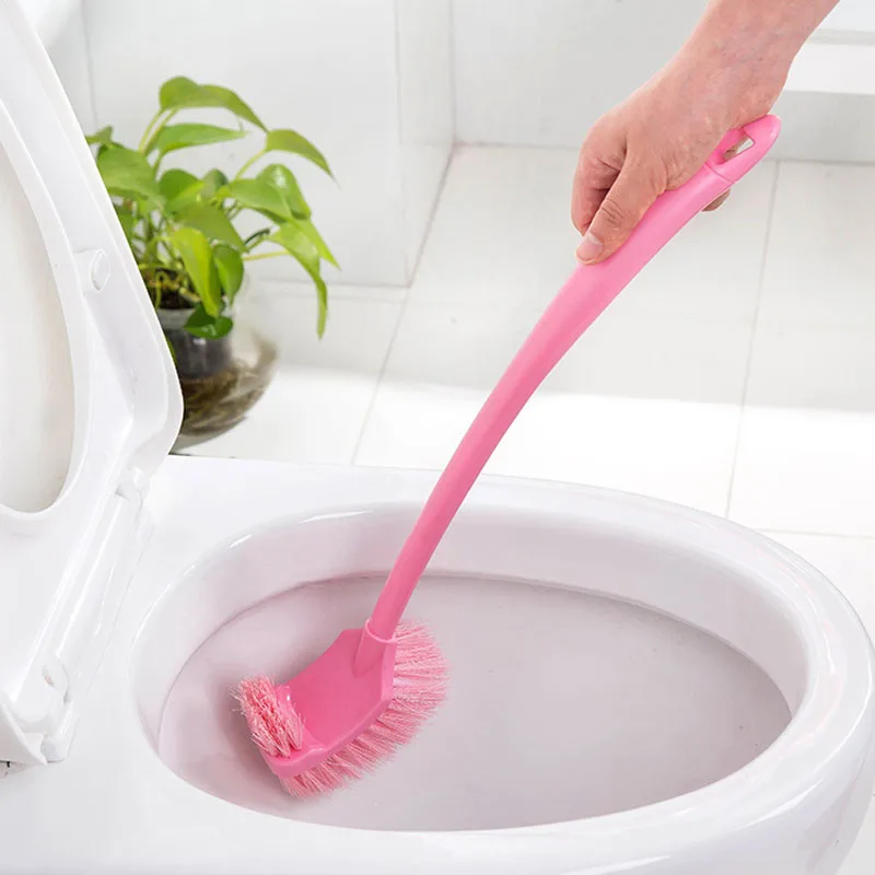 buy Portable Double Sided Toilet Brush Lavatory Brush Plastic Long Handle Bathroom Scrub Cleaning Brush LB88