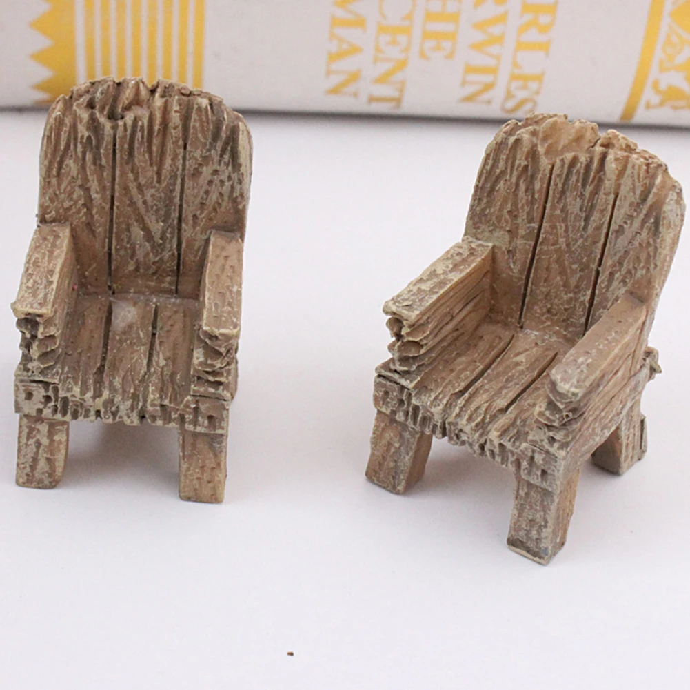 Украшения сада микро милый мини смолы имитация стул деревянная фея, миниатюрная пейзаж