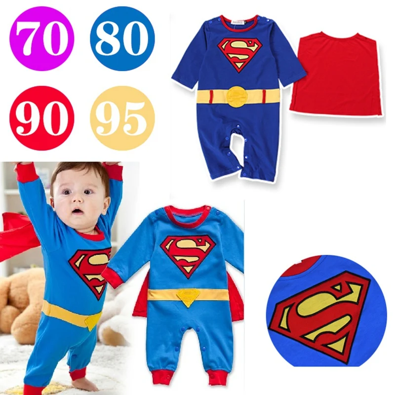 Newborn Baby Boys Superman Costumes Fancy Super Hero Super baby Romper