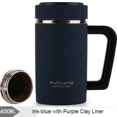 Высококачественный керамический фарфоровый Фиолетовый Глиняный термос из нержавеющей стали, Термокружка для здоровья, посуда для напитков, вакуумная колба, термос, чашка для чая, 400 мл - Цвет: D02