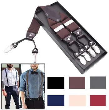 

2019 Suspenders leather Clips Braces Vintage Casual Suspensorio Tirante Trousers Strap bretele best Father/Husband's Gift 5.24