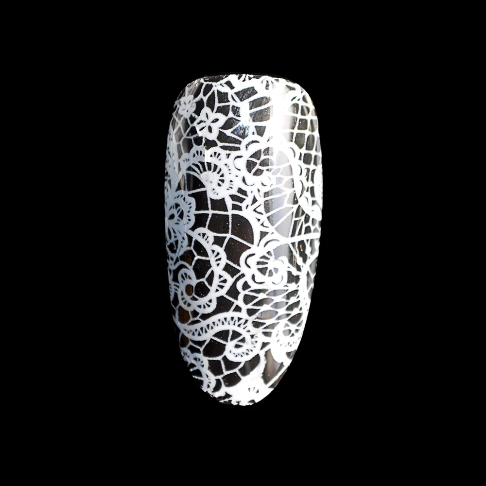 Кружева цветочный узор наклейки на ногти из фольги черный и белый гель DIY 3D стикер лак инструмент для украшения ногтей для нейл-арта без клея