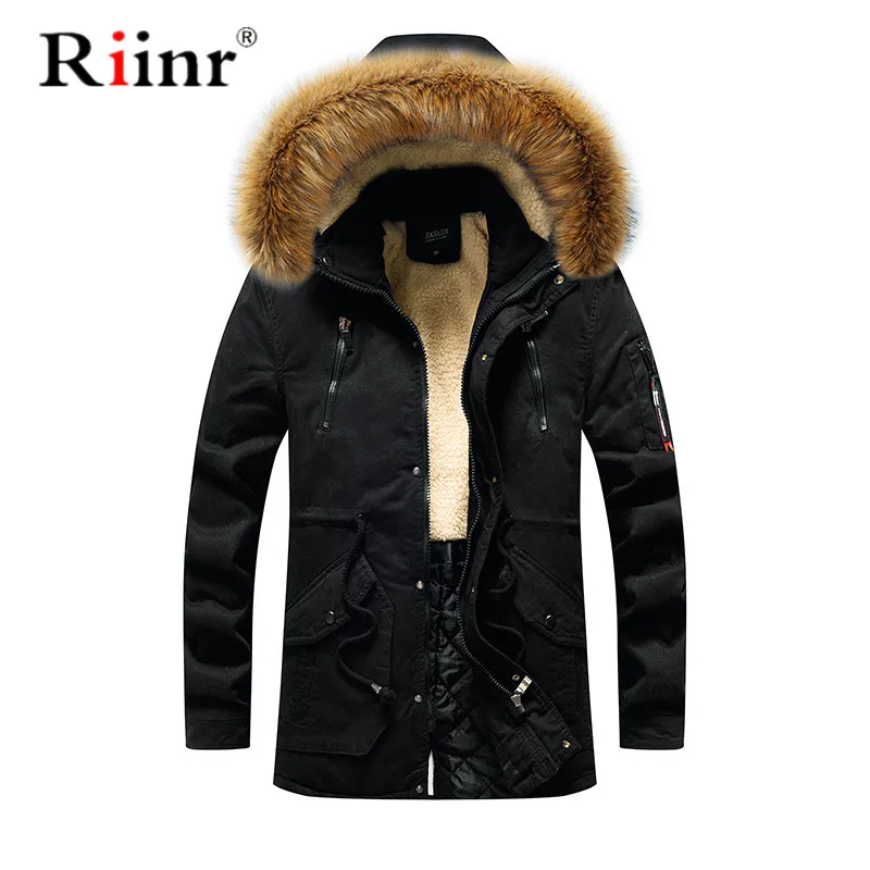 Riinr новые мужские зимние пальто флисовые теплые толстые куртки Мужская Верхняя одежда ветрозащитное повседневное пальто с капюшоном мужские парки размера плюс
