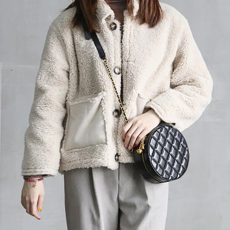 

Customized High Quality Genuine Leather Rhombic Designer Chain Small Round Bag Women Shoulder Bag Black Red Channels Bag